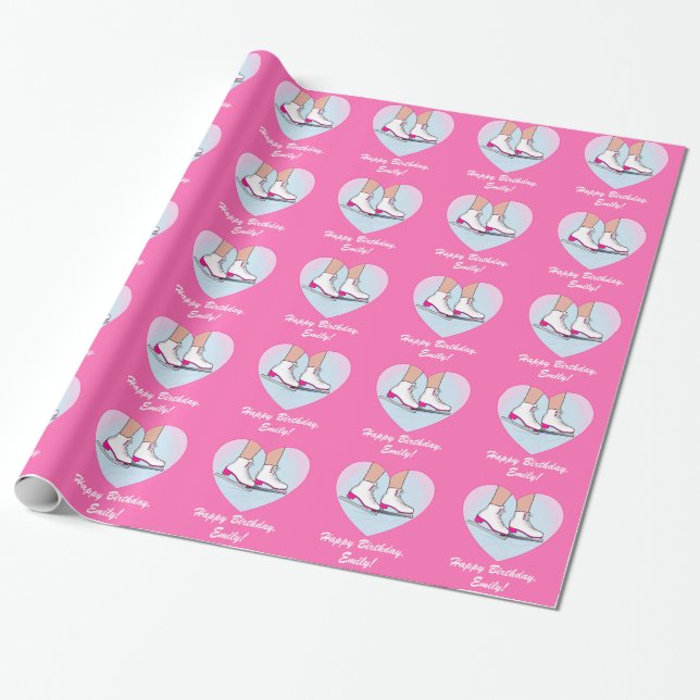 Eis-Skate mit rosa Namenskundengerechtem Geschenkpapier (Ungerollt)