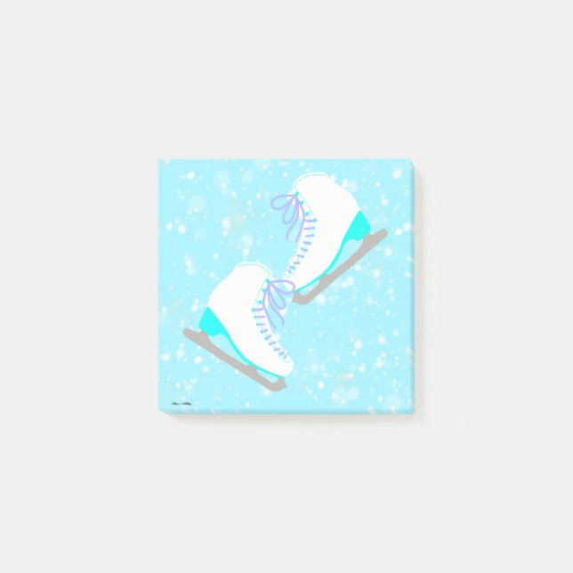 Eis Skate Muster Niedlich Blue Abbildung Skaten Post-it Klebezettel (Vorderseite)