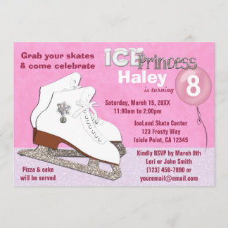 Eis Skaten Birthday Einladung PINK Eisprinzessin