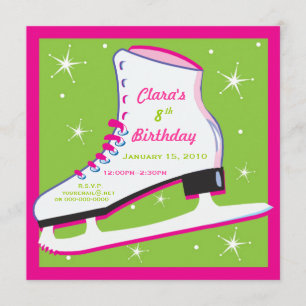 Eis Skaten Birthday Einladung Pink & Green