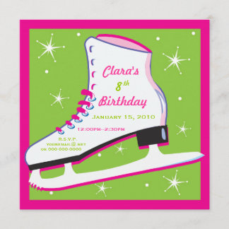 Eis Skaten Birthday Einladung Pink & Green