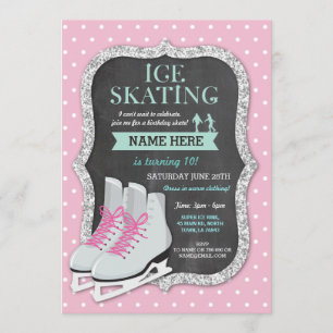 Eis Skaten Birthday Party Rosa Skate Einladung