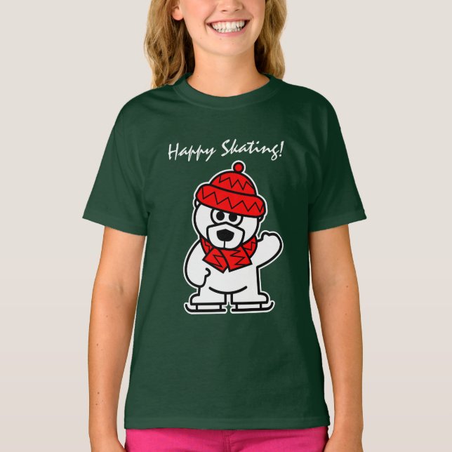 Eis Skaten Eisbär zum Shirt für Kinder (Vorderseite)
