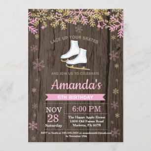 Eis-Skaten-Geburtstags-Party-Rosa-Skate-Einladung Einladung