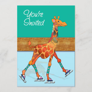 Eis-Skaten-Giraffe an der Eisbahn Einladung