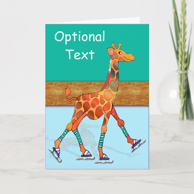Eis-Skaten-Giraffe u. Eisbahn - kundengerecht Einladung (Vorderseite)