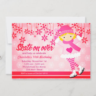 Eis Skaten Hell Pink Girly Party Einladung