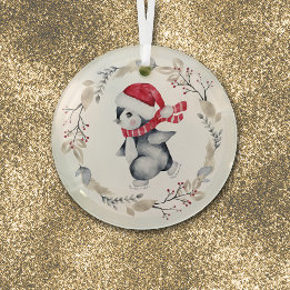 Eis-Skaten-Pinguin im Winterkranz Ornament Aus Glas