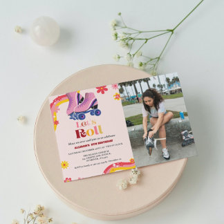 Eis Skaten Retro Groovy Geburtstag mal Girls Ankündigung