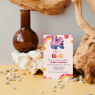 Eis Skaten Retro Groovy Geburtstag mal Girls Ankündigung
