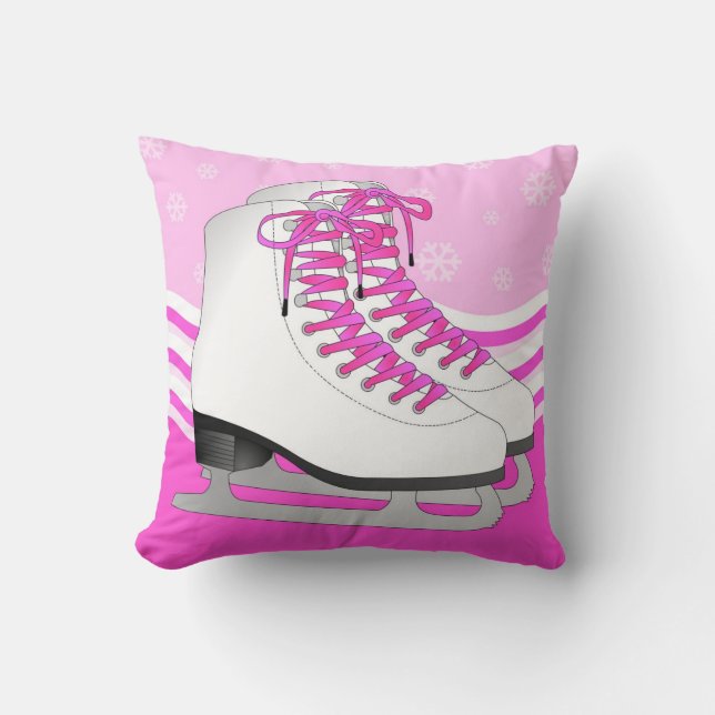 Eis-Skaten-Rosa mit den Schneeflocken umschaltbar Kissen (Vorderseite)