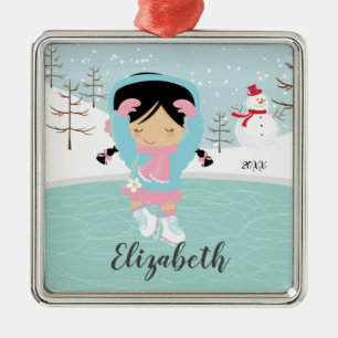 Eis-Skaten-Skater-Mädchen-datierte Ornament Aus Metall