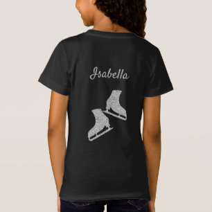 Eis Skaten T - Shirt Figur Skate Silber Glitzer