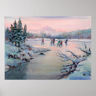 EIS-SKATEN u. SCHNEEFLOCKEN durch SHARON SHARPE Poster