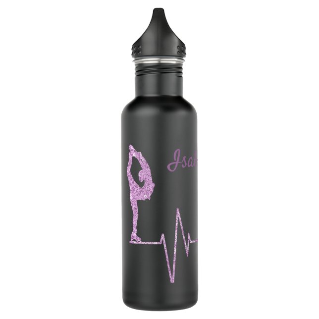 Eis Skaten-Wasserflasche Herzschlag lila Sequenzen Edelstahlflasche (Links)