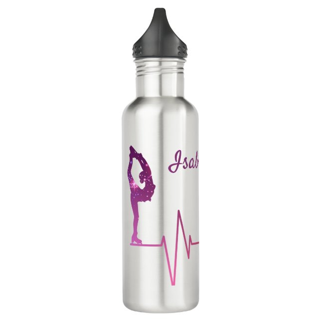 Eis Skaten Wasserflasche Herzschlag rosa bis rot Edelstahlflasche (Links)