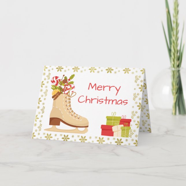 Eis Skaten Weihnachtskarte - Traditionelle Skate Feiertagskarte (Vorderseite)