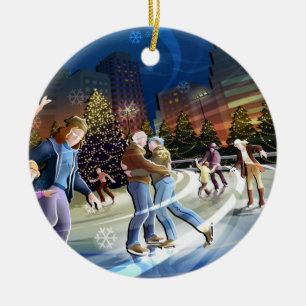 Eis-Skaten-Weihnachtsverzierung Keramikornament