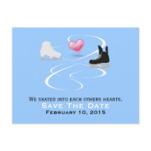 Eis-Skater, die die Postkarte für das Datum einste