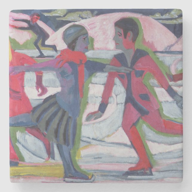 Eis-Skater Steinuntersetzer (Vorderseite)