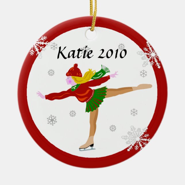 Eis-Skater-Verzierung Keramik Ornament (Vorne)