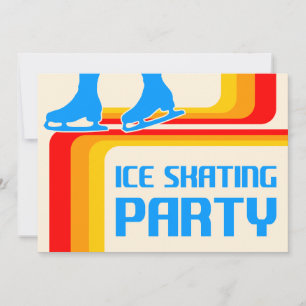 Eis-Skating-Party-Einladung mit Retro-Streifen Einladung