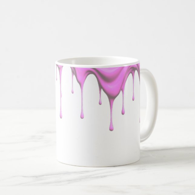 Eis tropft an einem Mug. Kaffeetasse (VorderseiteRechts)