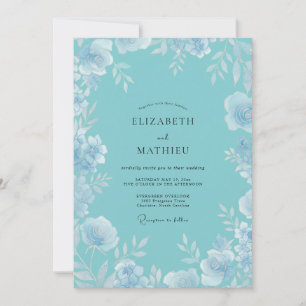 Eis Türkis Blatt Hochzeit Einladung