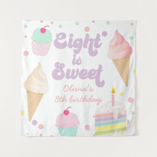Eis und Kuchen Acht ist süß 8. Geburtstag Wandteppich