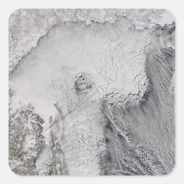 Eis- und Nebenstraßen im Meer von Okhotsk Quadratischer Aufkleber (Vorderseite)