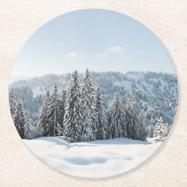 Eis und Schnee | Allgäu Bayern Deutschland Runder Pappuntersetzer (Vorderseite)