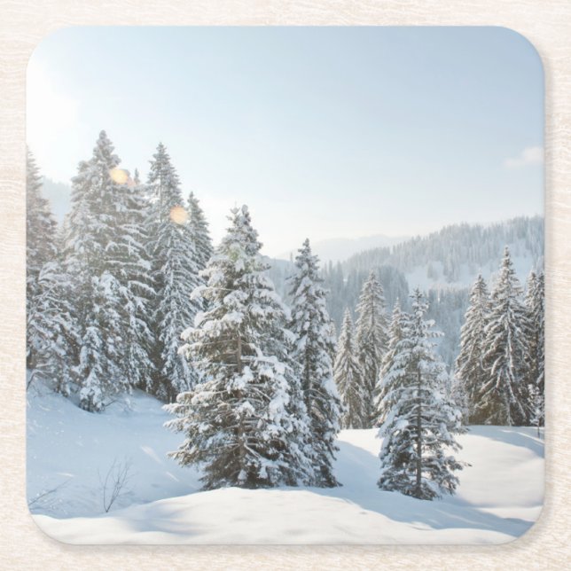 Eis und Schnee | Allgäu Bayern Süddeutschland Rechteckiger Pappuntersetzer (Vorderseite)