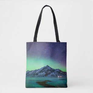 Eis und Schnee   Aurora Borealis Milky Way Island Tasche