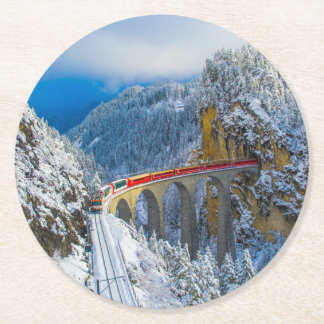 Eis und Schnee | Bernina Express, Schweiz Runder Pappuntersetzer