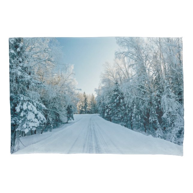 Eis und Schnee | Frozen Winter Road Russland, Sibi Kissenbezug (Vorderseite)