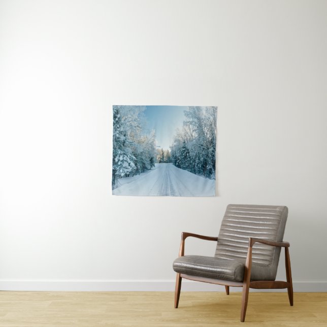 Eis und Schnee | Frozen Winter Road Russland, Sibi Wandteppich (Beispiel (Horizontal))