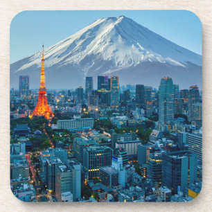 Eis und Schnee Fuji & Tokyo Skyline Getränkeuntersetzer