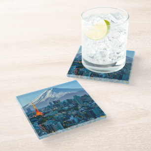 Eis und Schnee Fuji & Tokyo Skyline Glasuntersetzer