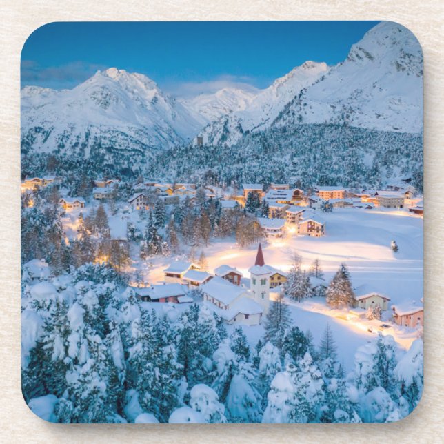 Eis und Schnee | Graubunden, Engadin, Schweiz Getränkeuntersetzer (Vorderseite)