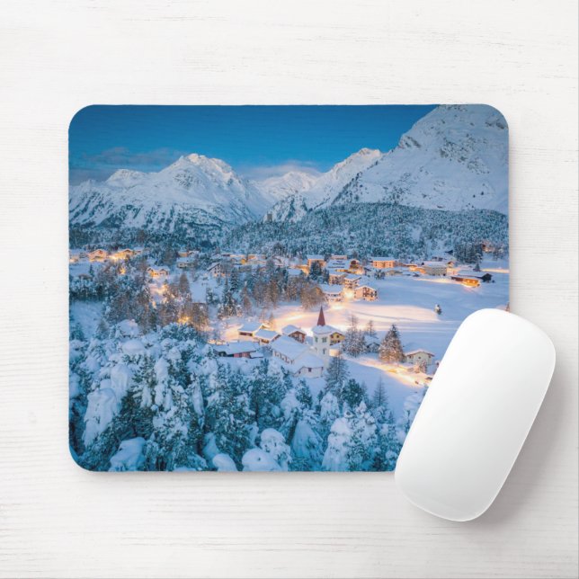 Eis und Schnee | Graubunden, Engadin, Schweiz Mousepad (Mit Mouse)
