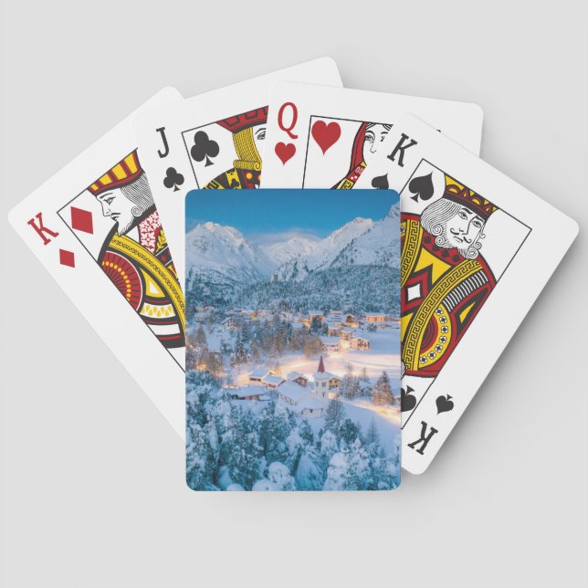 Eis und Schnee | Graubunden, Engadin, Schweiz Spielkarten (Rückseite)