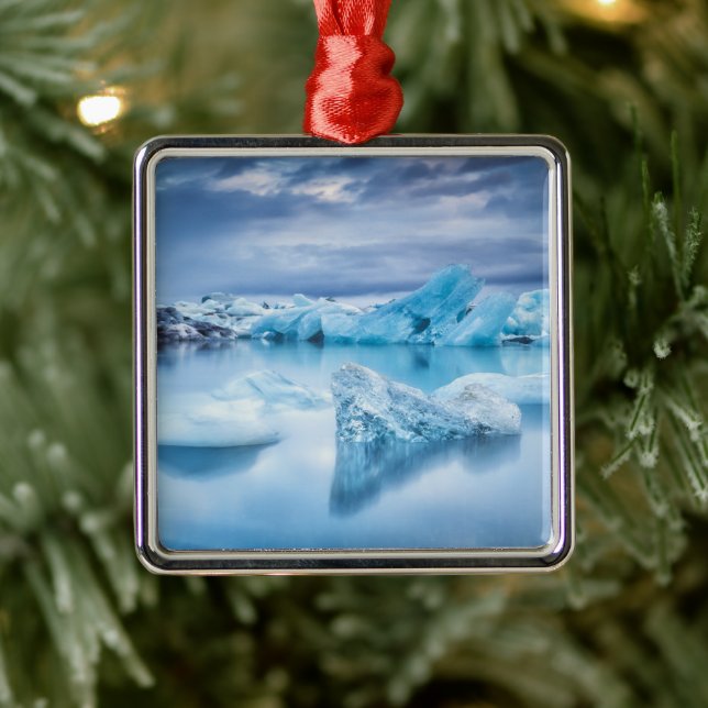 Eis und Schnee | Jokulsarlon Lagoon, Island Ornament Aus Metall (Baum)