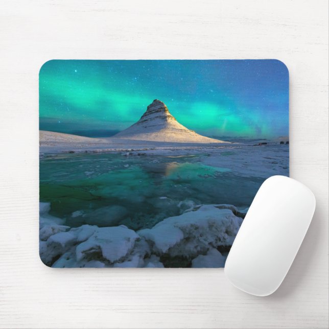 Eis und Schnee | Kirkjufell Mountain, Island Mousepad (Mit Mouse)