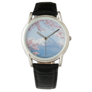Eis und Schnee Kirschblüten Berg Fuji Japan Armbanduhr