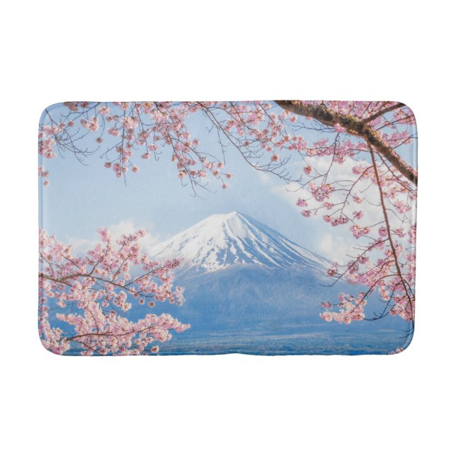 Eis und Schnee | Kirschblüten Berg Fuji Japan Badematte (Vorderseite)