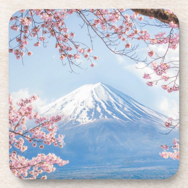 Eis und Schnee | Kirschblüten Berg Fuji Japan Getränkeuntersetzer (Vorderseite)