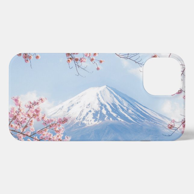 Eis und Schnee | Kirschblüten Berg Fuji Japan iPhone Hülle (Rückseite (Horizontal))