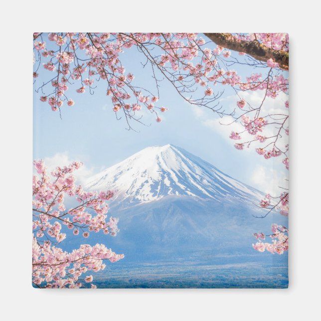 Eis und Schnee | Kirschblüten Berg Fuji Japan Magnet (Vorne)