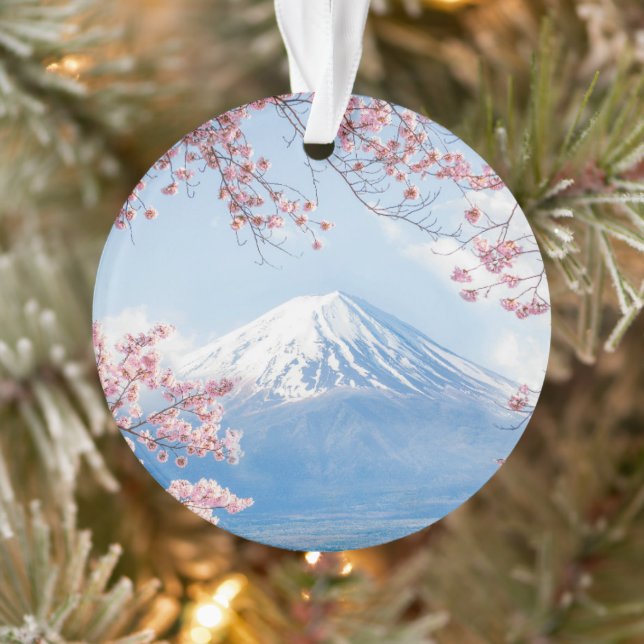 Eis und Schnee | Kirschblüten Berg Fuji Japan Ornament (Baum)