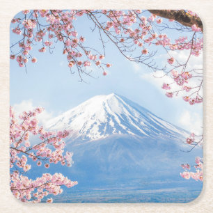 Eis und Schnee Kirschblüten Berg Fuji Japan Rechteckiger Pappuntersetzer